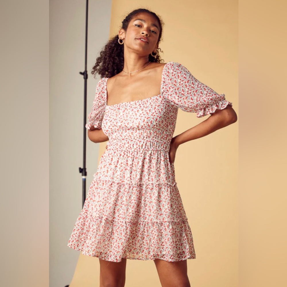 Trixxi Red Floral Ruffle Mini Dress